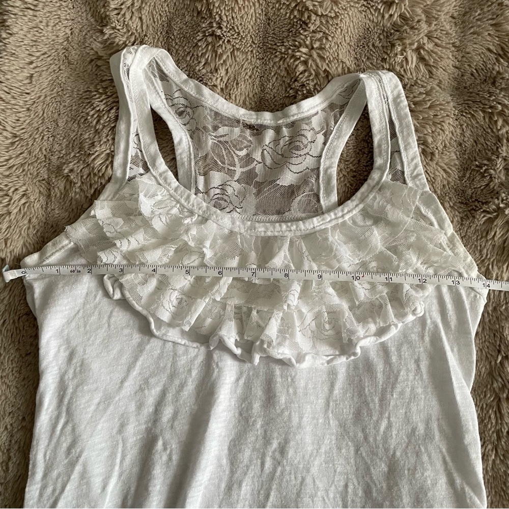 White Ruffle Tank Top - Picture 6 of 9